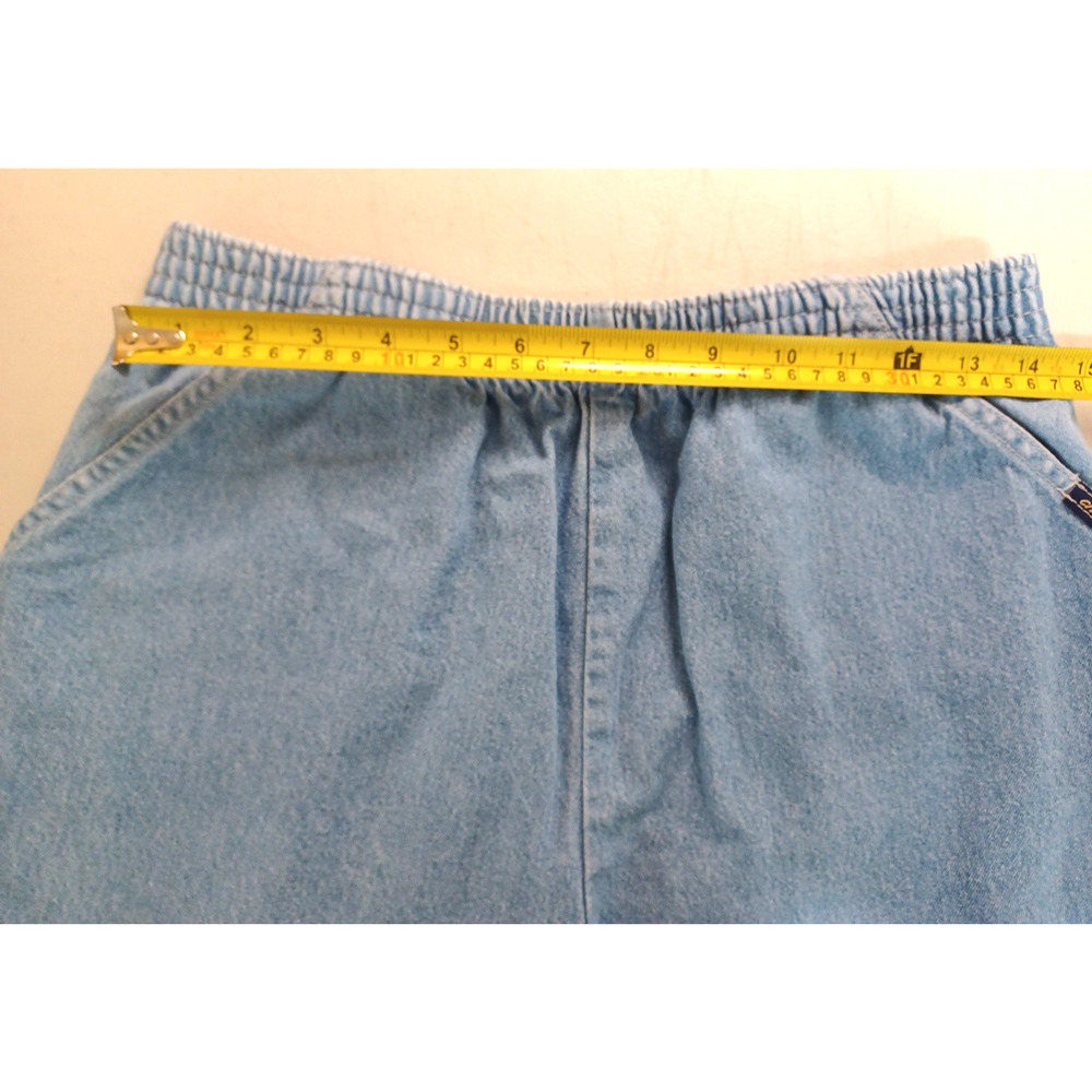 VTG Chic Women's Lt Blue Denim 100% Cotton Shorts Sz 14 High Rise Elastic Waist - Picture 9 of 11